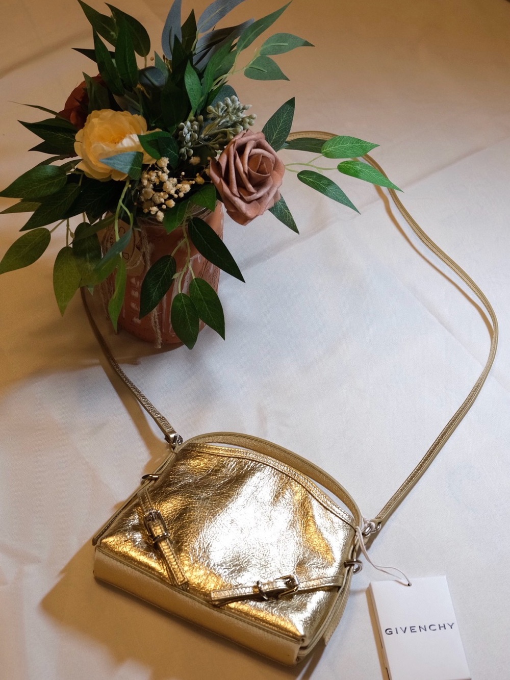 Givenchy Voyou Nano Metallic Gold Crossbody Bag